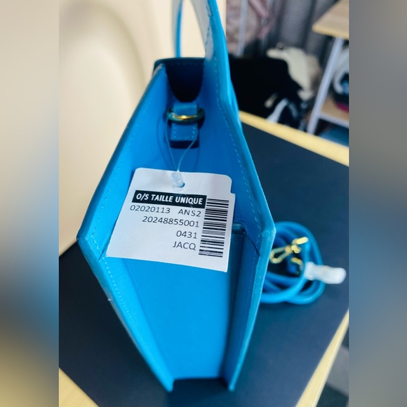 Jacquemus Le Grand Rond LARGE ROUND Blue Leather NWT Authentic - Picture 12 of 16